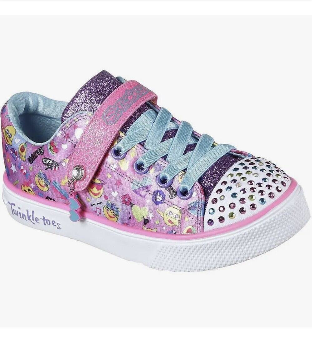 Skechers Twinkle Toes Emoji Twinkle Breeze Cutie Light Up Sneakers Shoes Size 3